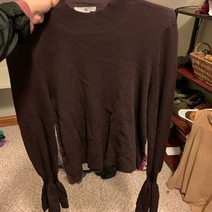 H&M chocolate brown tassel cuff sweater